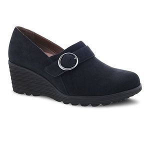 Dansko Clio Nubuck Leather Black Slip On Wedges Size 37